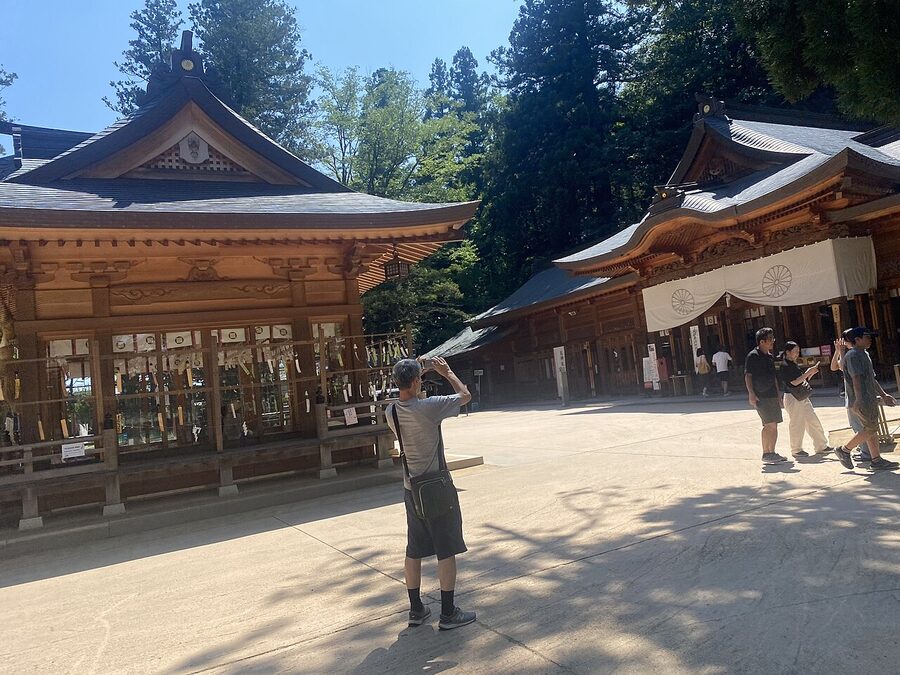 Hotaka Shrine grounds and main hall in Azumino