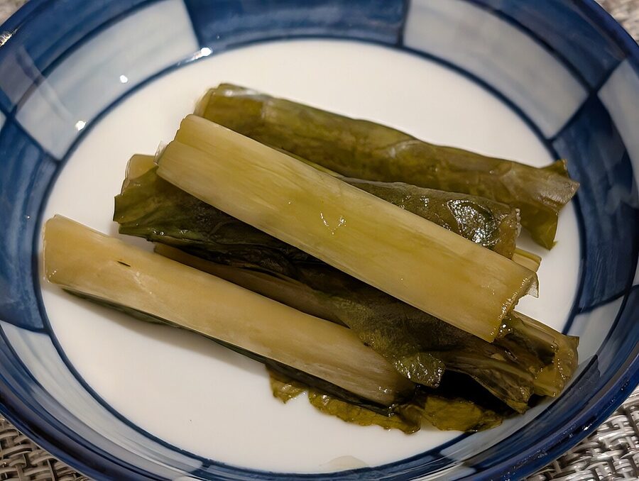 Nozawana pickles served at a Hakuba minshuku breakfast