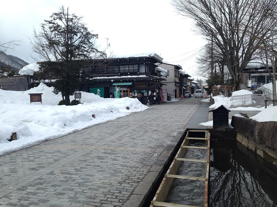 Setogawa River flowing near Hida Furukawa Festival Hall