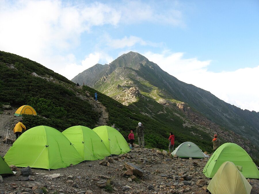 Mount Kita seen from Kitadake Sanso mountain hut just before dawn