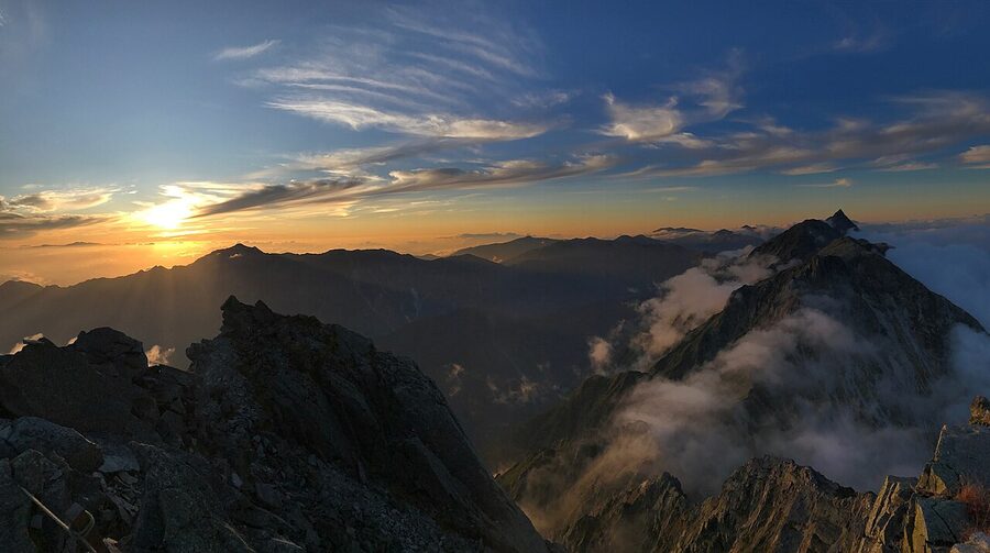 Northern Japan Alps at dusk