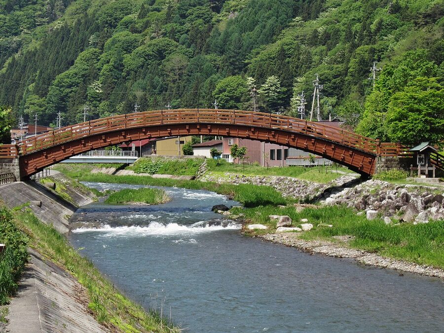 Narai River with Kiso no Ohashi bridge