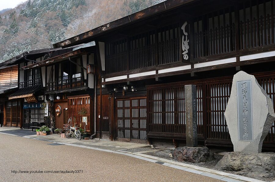 Narai-juku under deep snow in winter