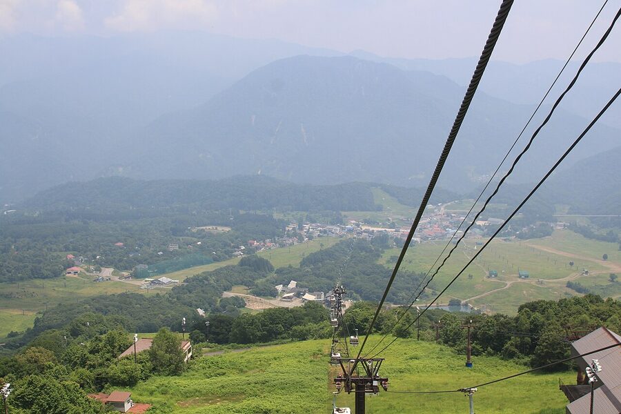Tsugaike Gondola climbing the mountain on the Otari side