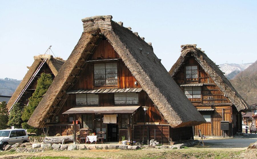 Gassho-zukuri thatched farmhouse in Shirakawa-go UNESCO World Heritage Site