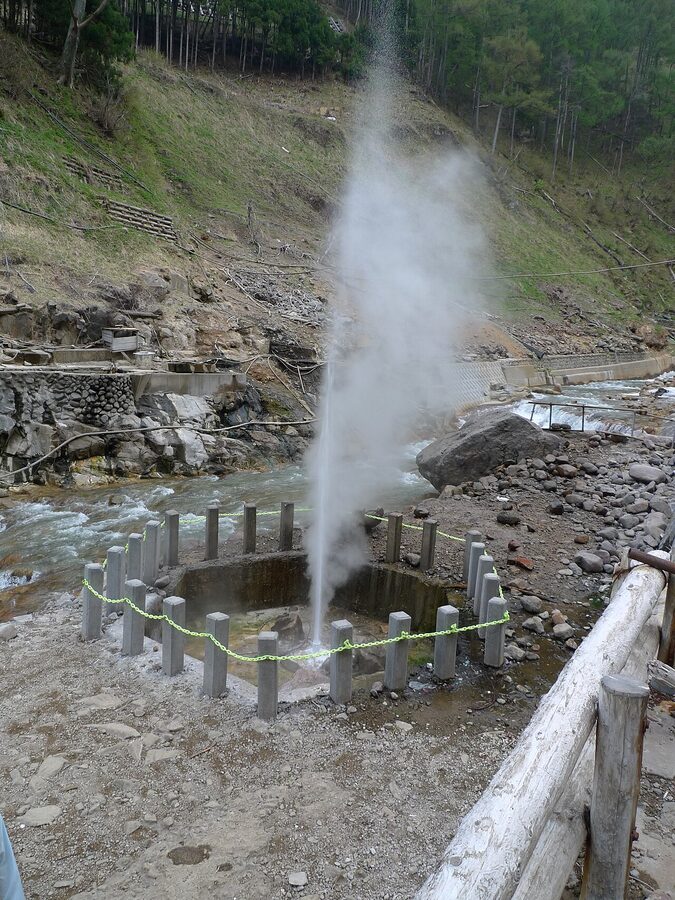 Steam venting from the Jigokudani geothermal area
