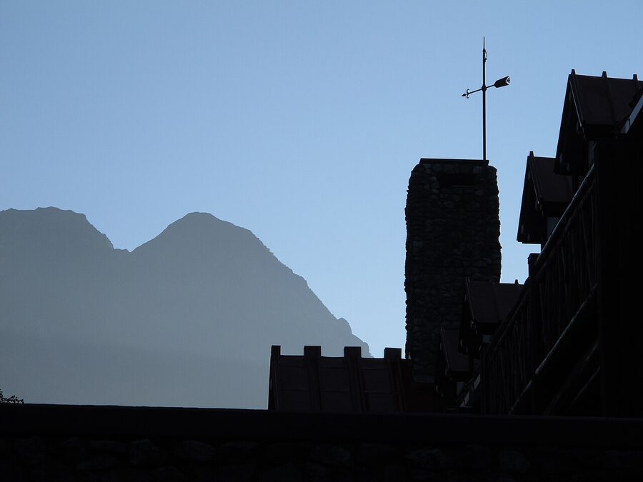 Imperial Hotel weathervane pointing at the Hotaka range