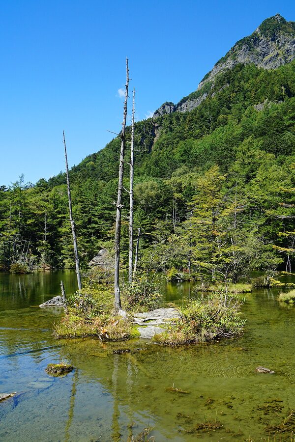 Mount Myojin rising above Kamikochi