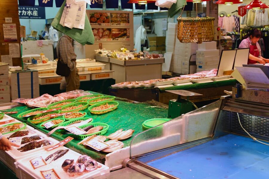 Seafood at a Kanazawa market stall