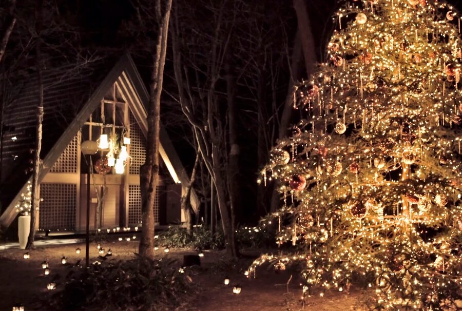 Karuizawa Kogen Church at Christmas with candles
