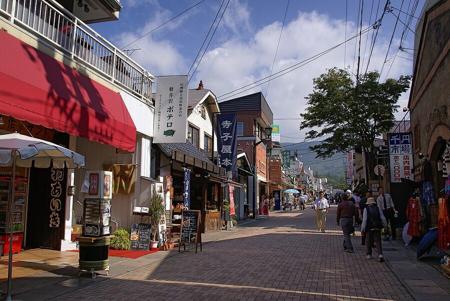 Karuizawa Ginza shopfronts and pedestrian street