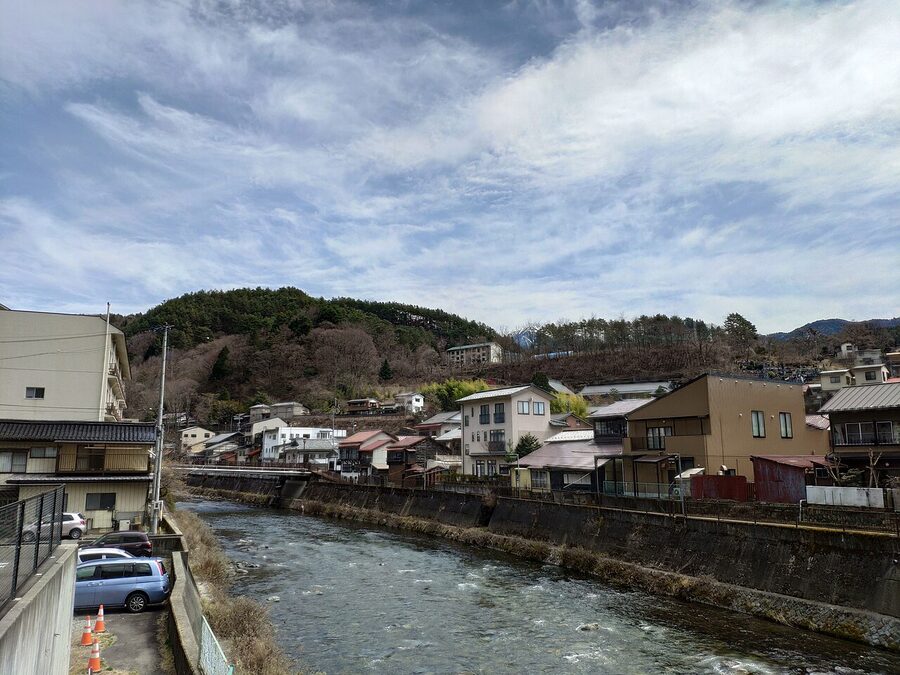 The Kiso River winding through Kiso-Fukushima town