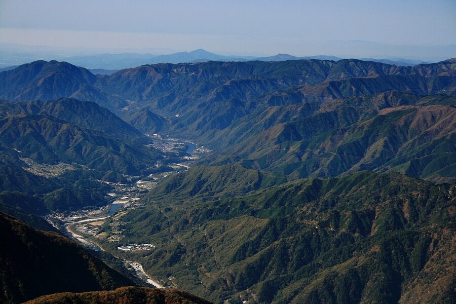 View of the Kiso Valley from a ridge above