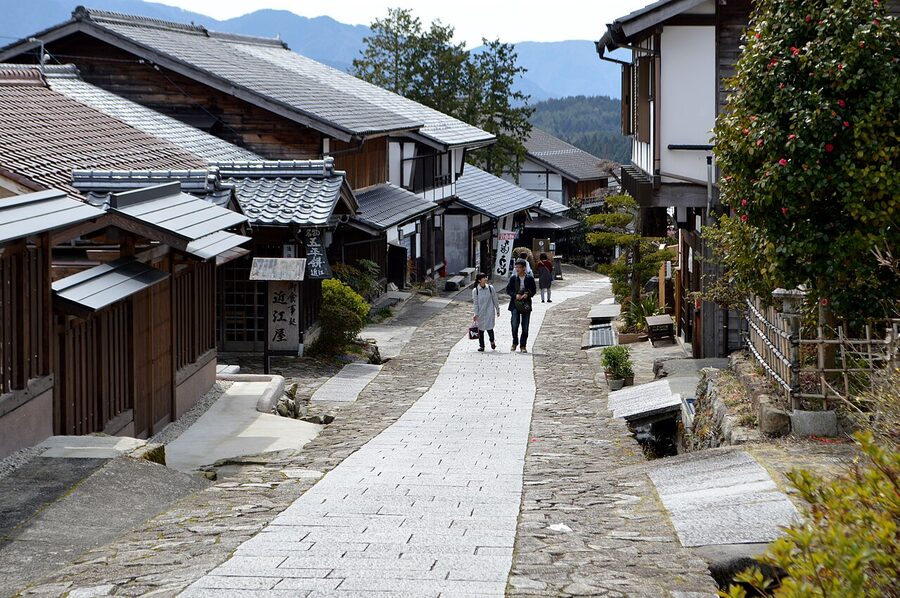 Looking down the Nakasendo through Magome-juku, late afternoon