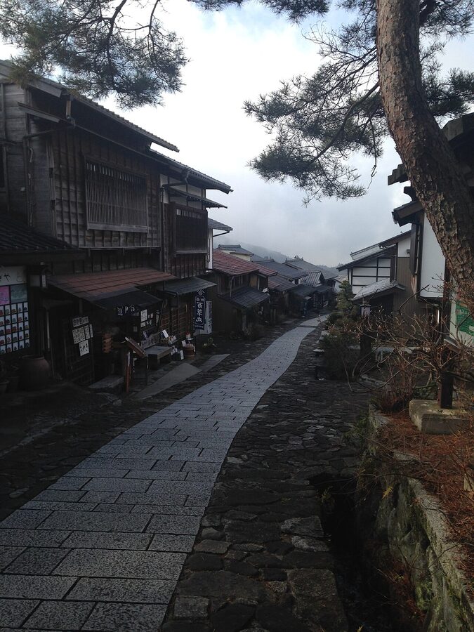 Stone-paved main street of Magome-juku