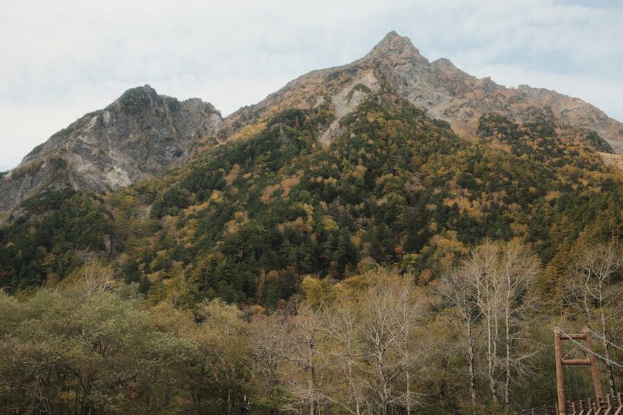 Mount Hotaka with autumn foliage in Matsumoto Nagano