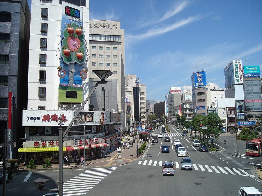Downtown Nagano City street view