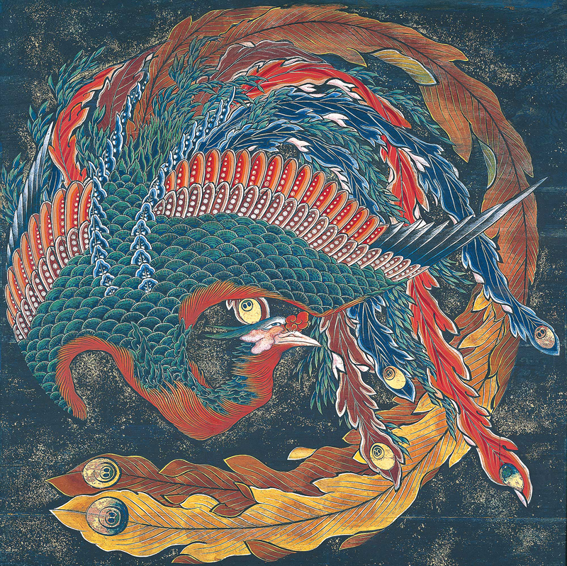 Hokusai phoenix festival cart ceiling at Obuse Hokusai Museum