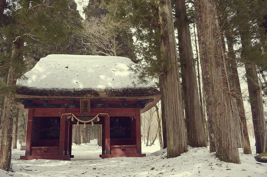 Togakushi Shrine in snow, Nagano prefecture