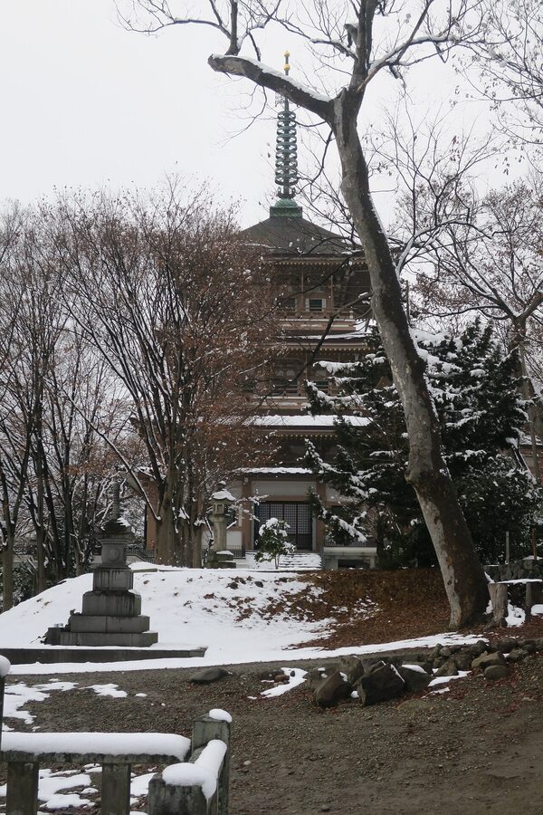 Three-storied pagoda at Zenko-ji in Nagano