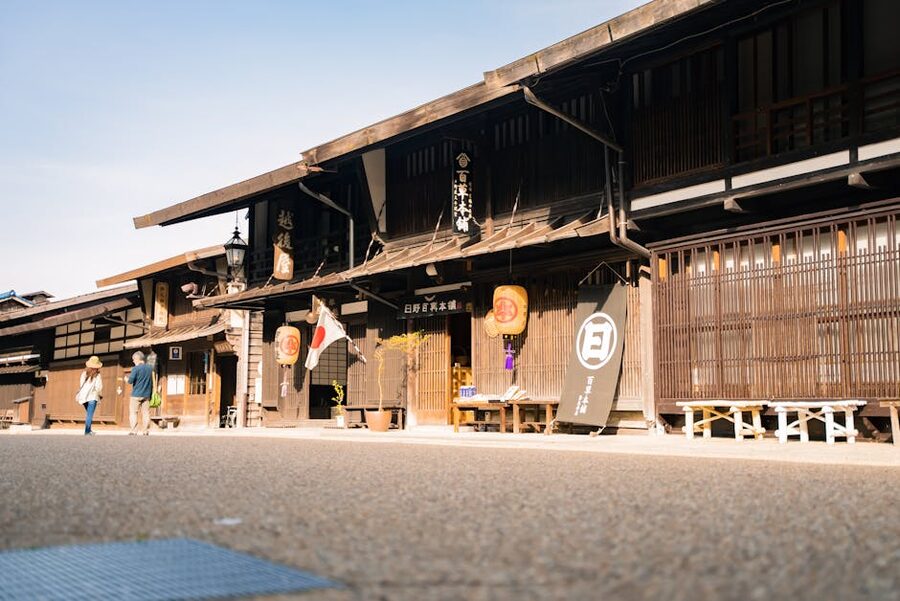 Traditional ryokan facade in Shiojiri Nagano