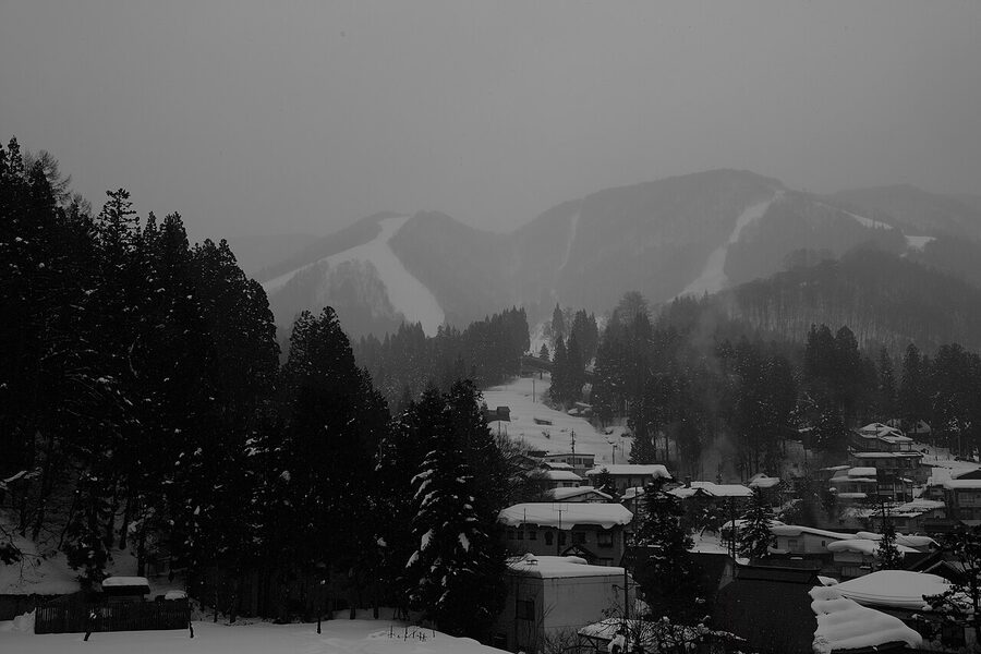 Mount Kenashi-yama from Nozawa Onsen in winter