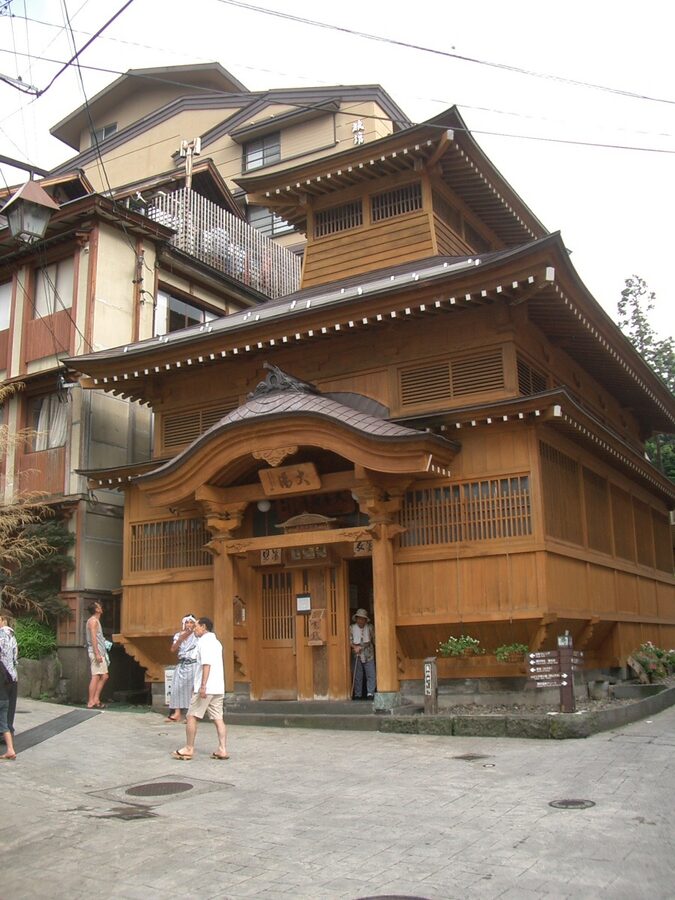 Oyu bathhouse evening view, Nozawa Onsen