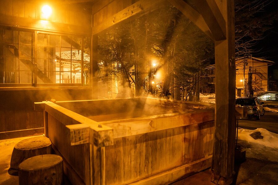 A snowy Okuhida onsen scene in Gifu