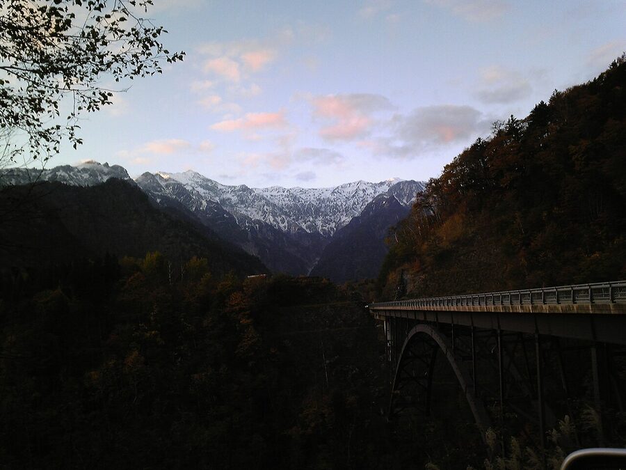 An Okuhida village viewpoint with the river below