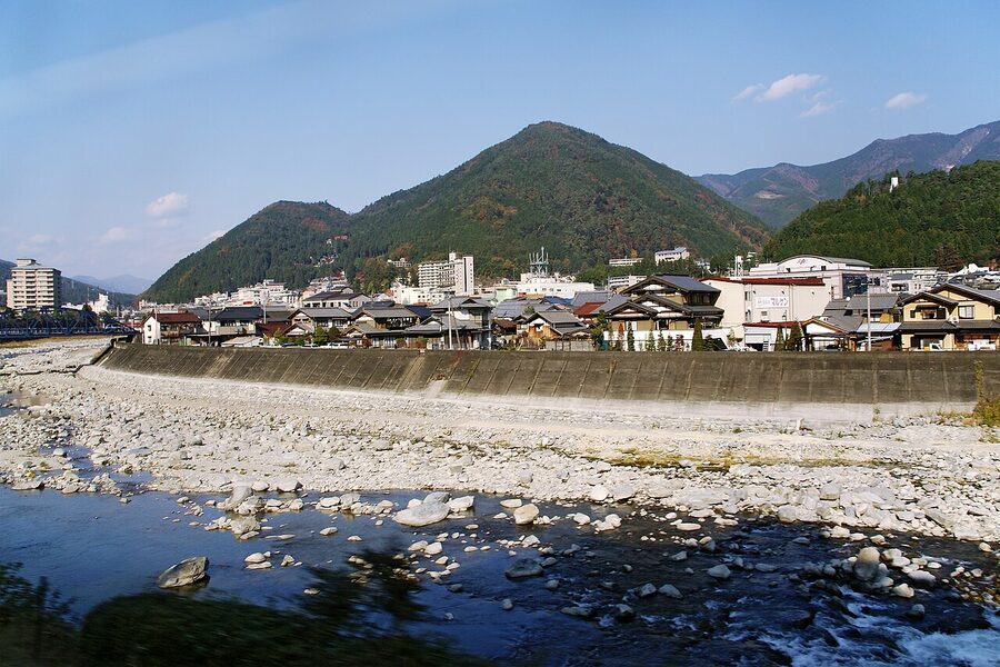 The Hida River that drains the Okuhida onsen valleys