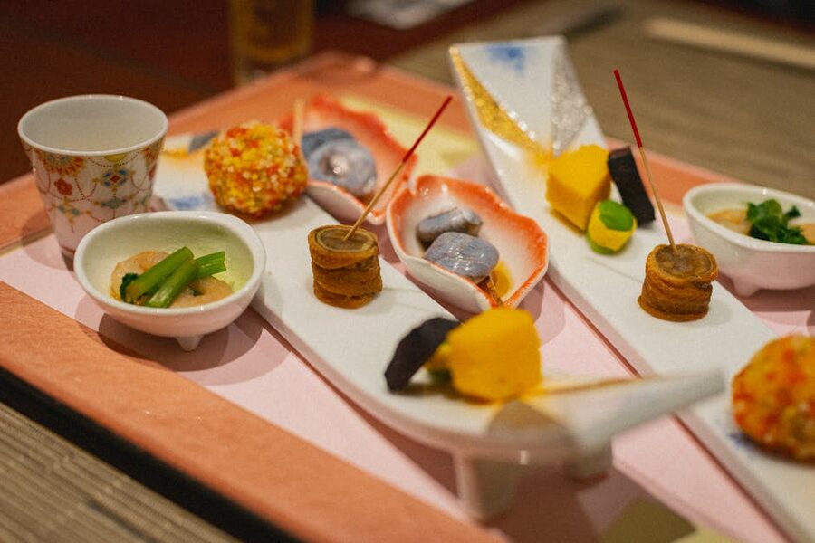 Kaiseki dinner course at a ryokan