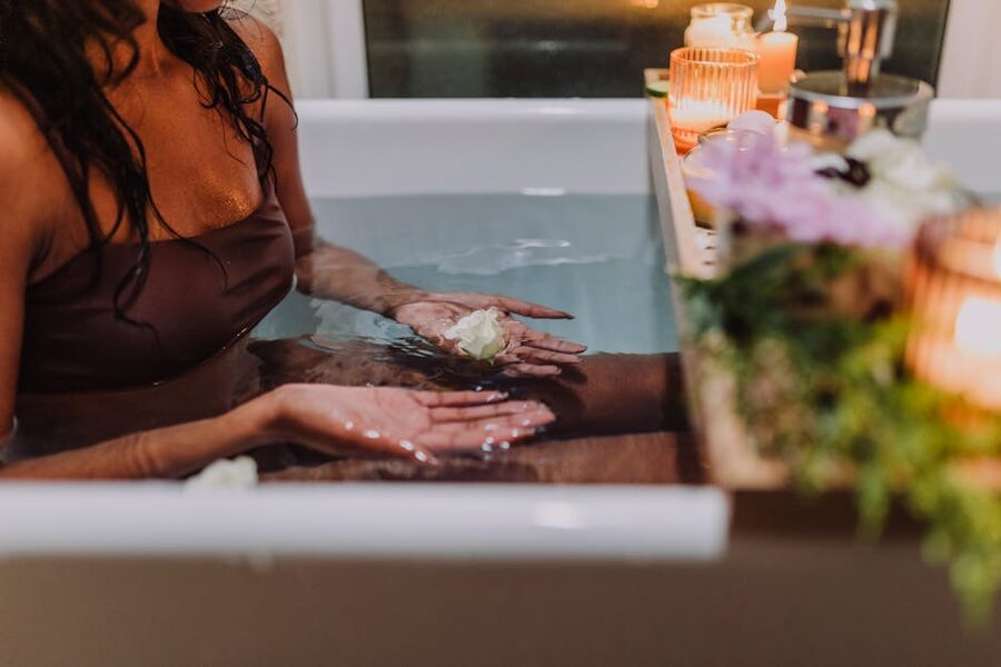 Smooth stones in a Japanese hot spring bath