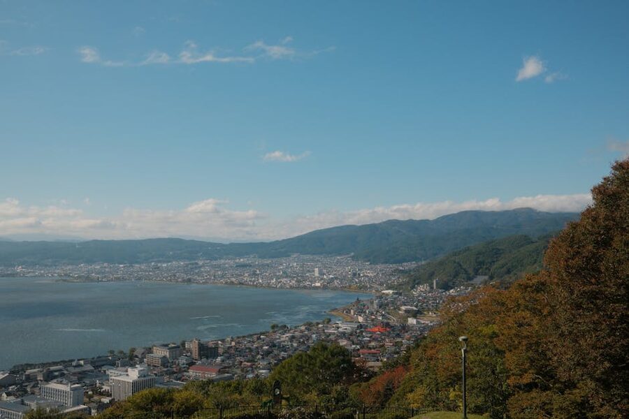 Suwa city by Lake Suwa