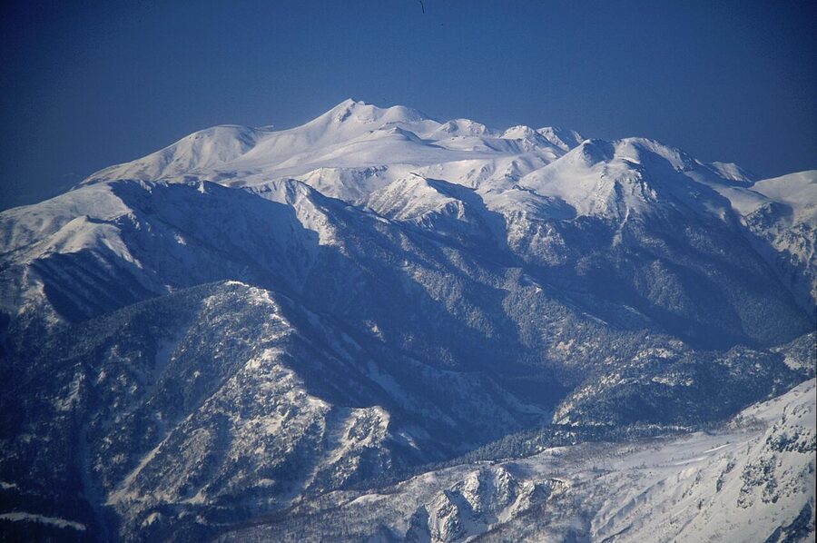 Mt Norikura summit ridge from a neighbouring peak in the Northern Alps