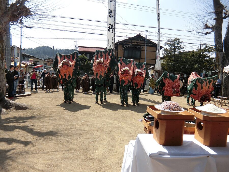 Lion dance performance at the Takayama Festival