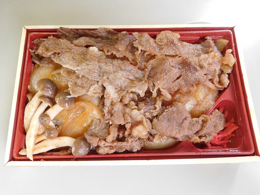 Hida beef box lunch with rice and pickles