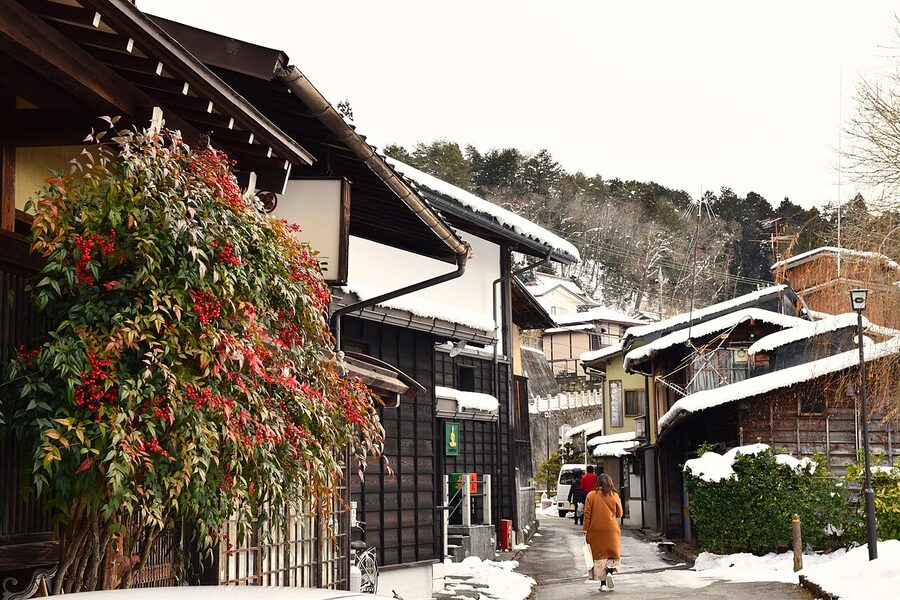 Hida Takayama old town street perspective