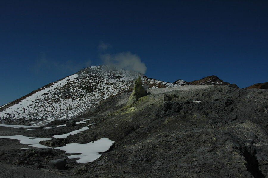 Jigokudani fumarole at Tateyama with steam venting