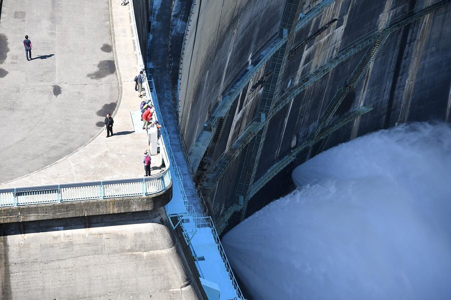 Kurobe Dam discharge in summer