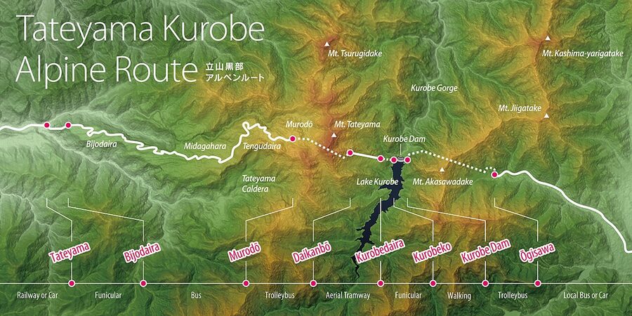 Tateyama Kurobe Alpine Route official transit map