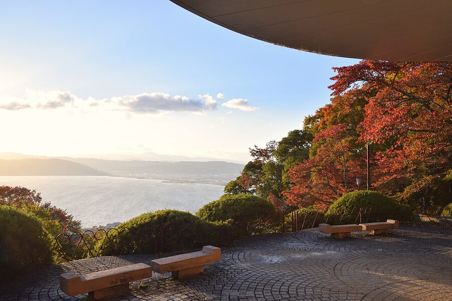 Lake Suwa seen from Tateishi Park at dusk