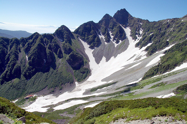 Karasawa Cirque and Mount Maehotaka from Mount Kitahotaka