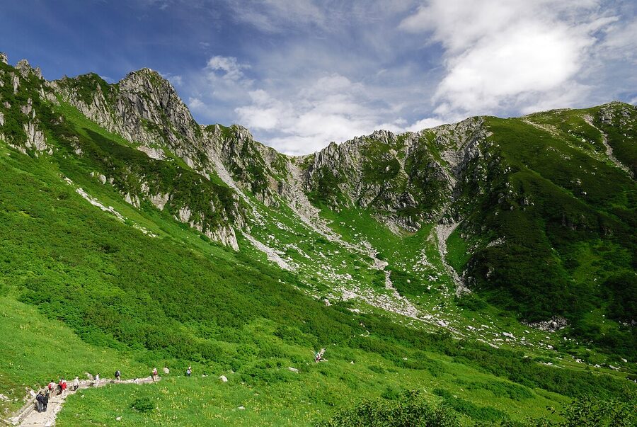 Senjojiki Cirque under Mt Hoken in summer, Central Alps, Nagano
