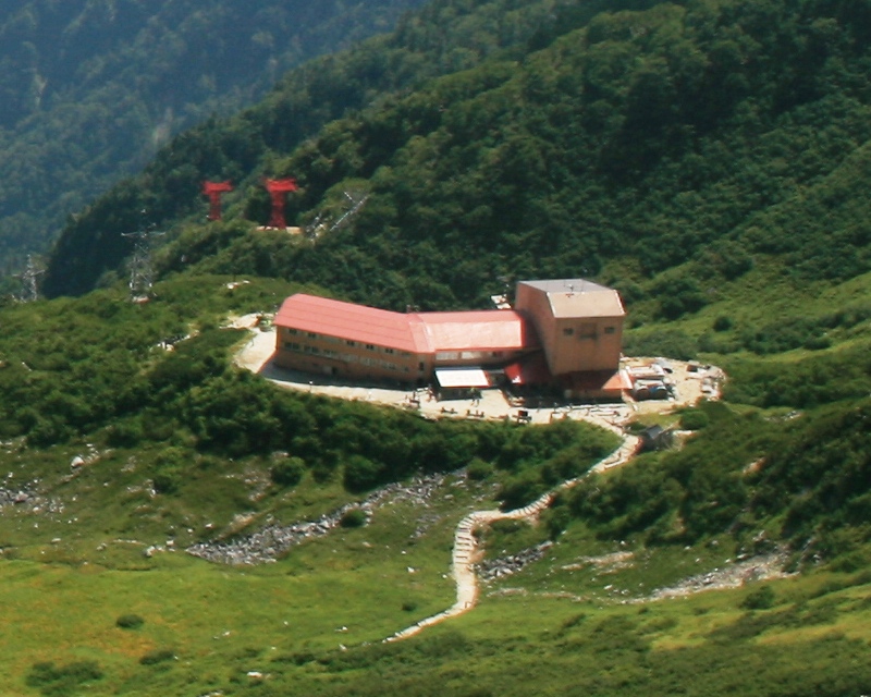 Senjojiki Station and hotel from the slope of Mt Hoken